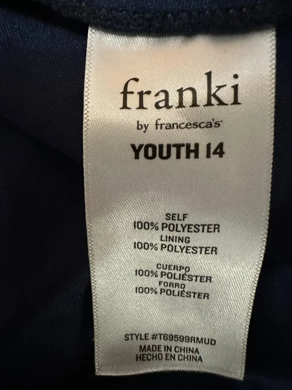 NWT Franki by Francesca’s Youth Girls 14 Floral Shirt Dress Navy Long Sleeve